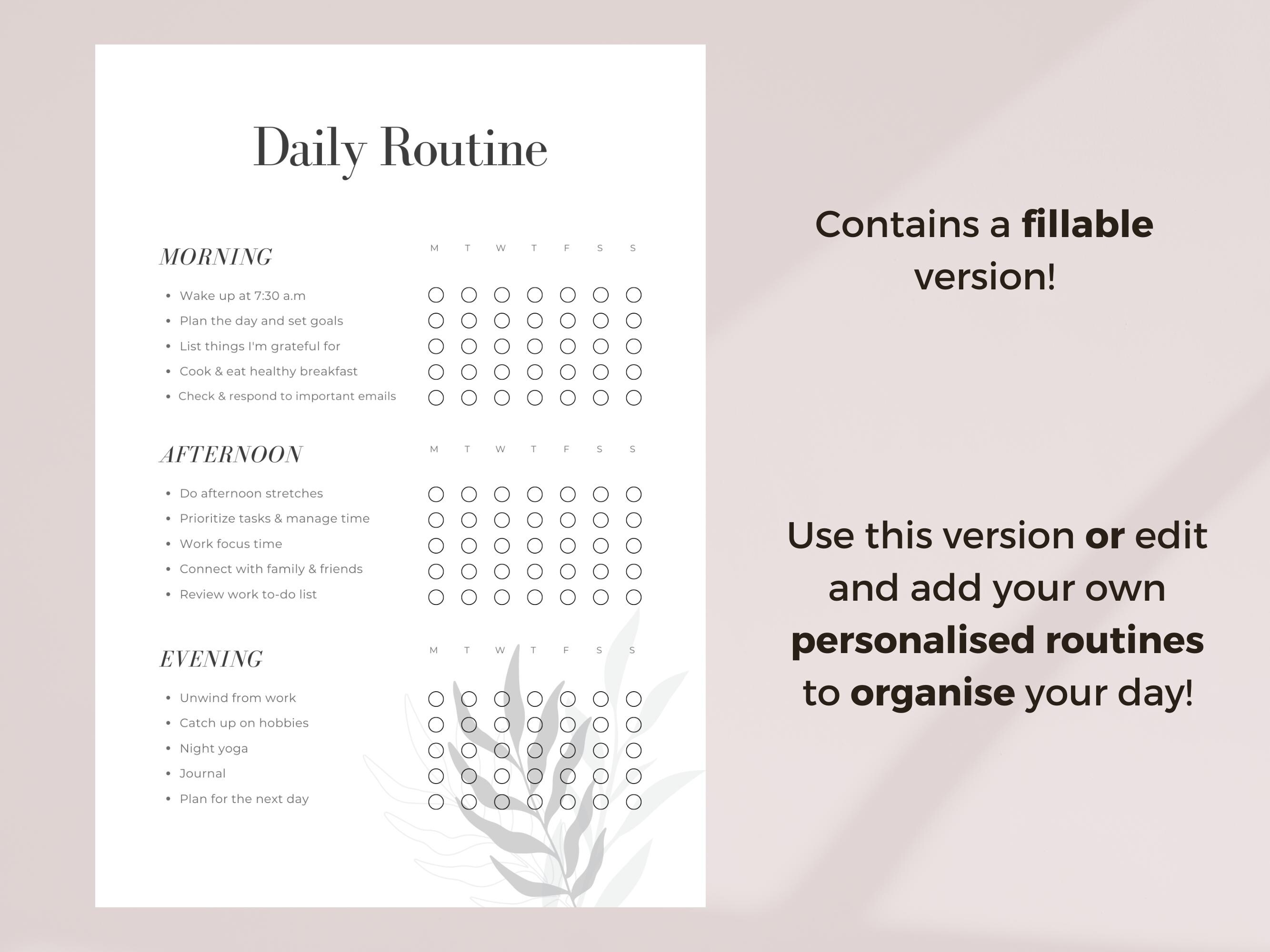 PRINTABLE + EDITABLE Daily Routine Planner Template, Daily Chore ...