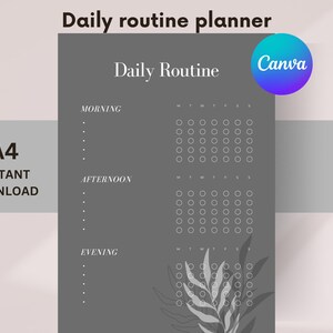 PRINTABLE + EDITABLE Daily Routine Planner Template, Daily Chore ...