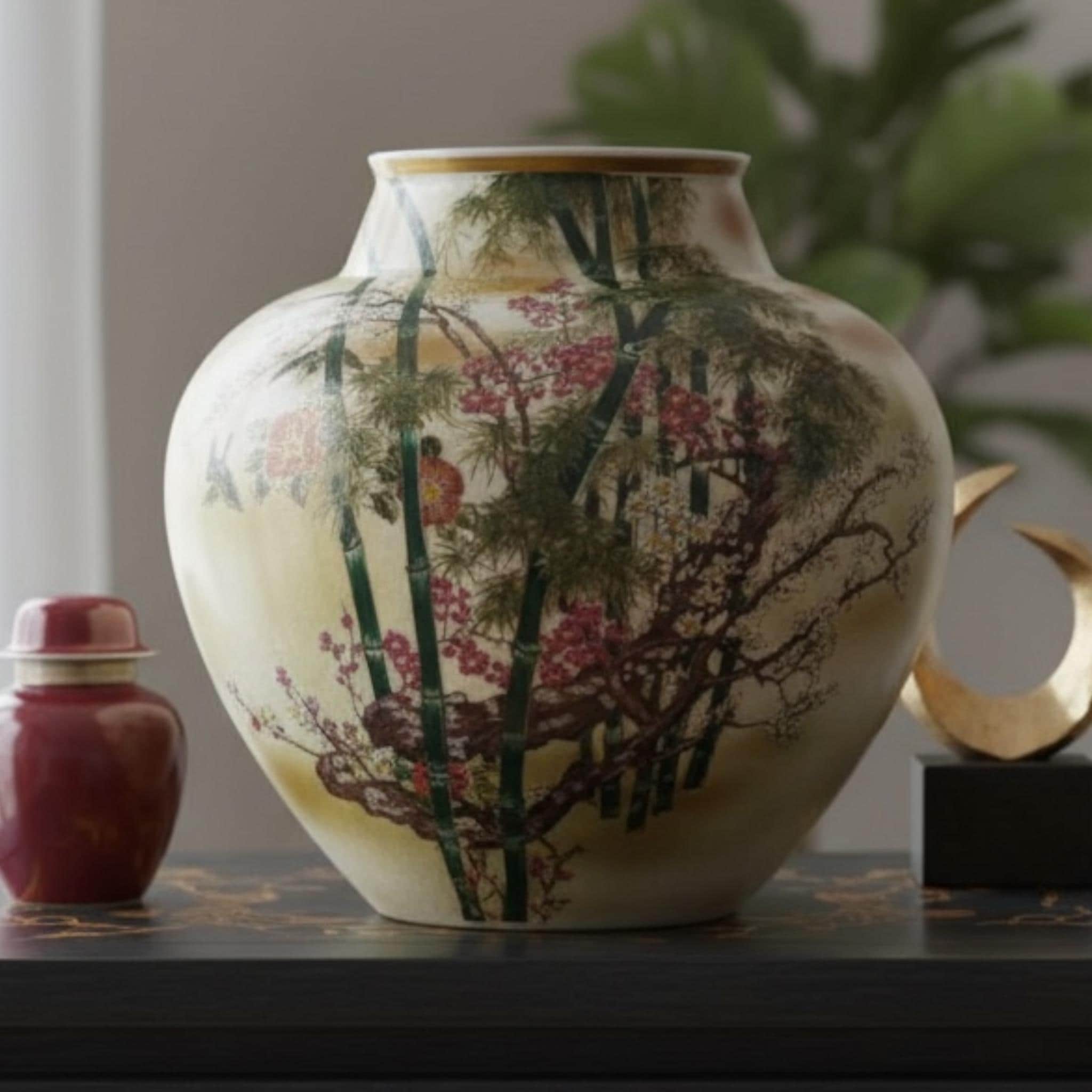 Vintage Vase Floral Crackle Glaze Japan - Etsy