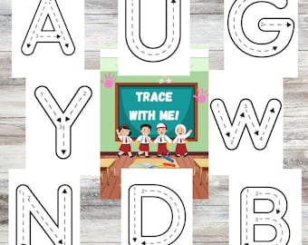 Alphabet Buchstabenrückverfolgung Arbeitsblätter, digitales Produkt, druckbares Lernmaterial, Lernaktivität für Kinder, Homeschool-Ressource