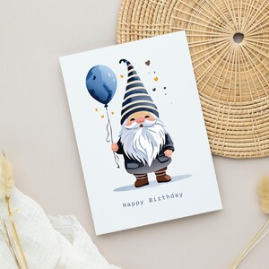 Kabouterverjaardagskaart, bosrijke groet, schattige boskabouter, gelukkige verjaardagskaart, instant download, cadeau voor peuter, kinderverjaardag