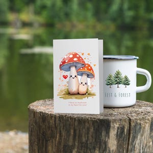 Tarjeta de amor con hongos, adorable tarjeta con juego de palabras sobre hongos, romántica, para aniversario, San Valentín, inspirada en la naturaleza, descarga instantánea, regalo imprimible