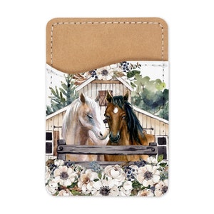 Cartera para teléfono con pintura de caballos y graneros - Tarjetero - Cartera para celular - Soporte para teléfono - Cartera para tarjetas adhesivas
