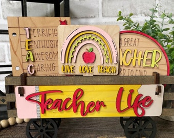 Teacher Handmade Wood Wagon Interchangeable Decor Set