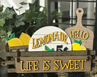 Lemons Handmade Wood Wagon Interchangeable Decor Set