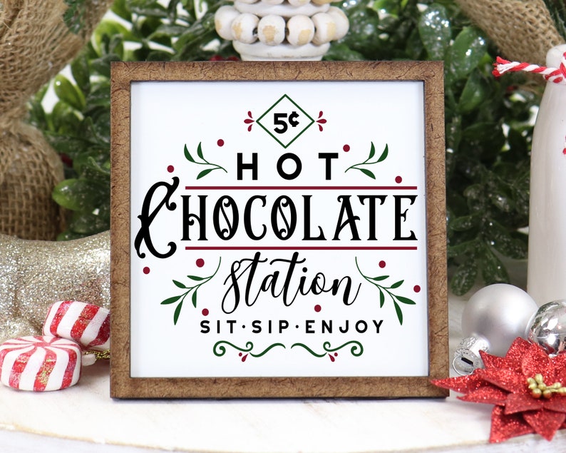 Hot Chocolate Station Sign  Christmas Sign  Tier Tray Sign  image 1