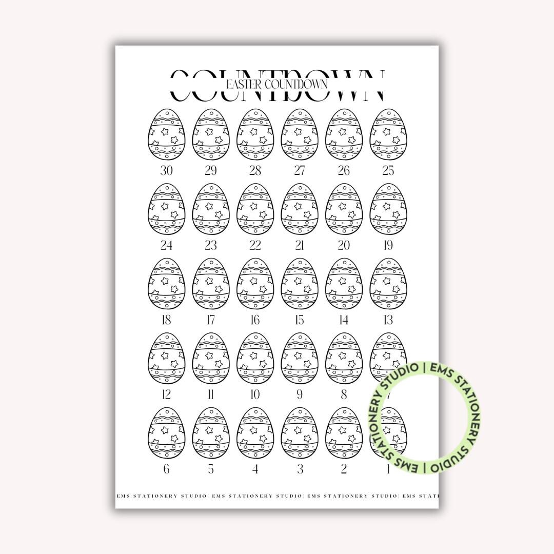 Easter Countdown Printable, Printable A5 Inserts, Digital Journal, Self ...
