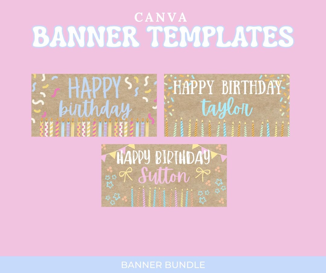 Birthday Canva Banner Templates 3 Pack | Editable Digital Download - Etsy