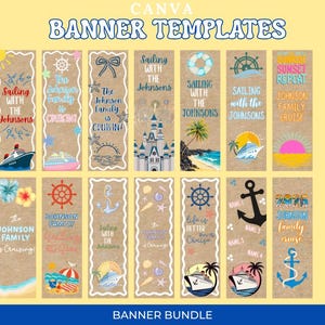 Mallar för Cruise Door Canva-banner, 14-pack – redigerbar digital nedladdning