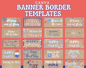 4th of July Mega Canva Banner Templates (20 Options) | Editable Digital Download