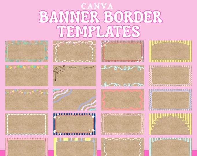 Bener Boder Canva 25 Banner Border Templates | Editable Digital Download - Etsy