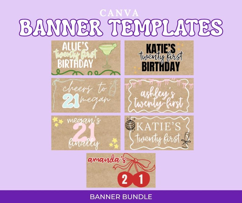 Twenty First Banner 21st Birthday Banner Templates | Editable Canva Designs (digital ...