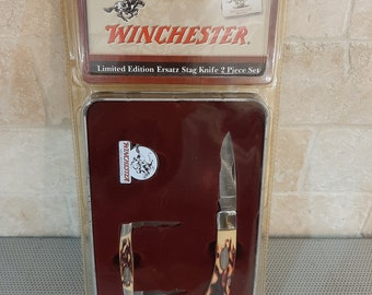 Vintage Winchester Limited Edition 2004 Ersatz Stag Knife Pocket Knife Two Piece Set NEW in Package