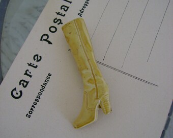 Vintage Victorian Celluloid Early Plastic Boot Brooch Pin