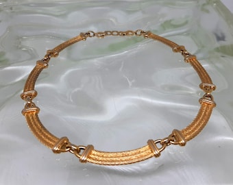 Vintage Christian Dior Gold Plated Necklace Equestrian Rope Links