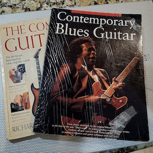 Lot of 2 Vintage 1990s Complete Guitarist by Richard Chapman and Contemporary Blues Guitar Softcover Guitar Instruction Music Books