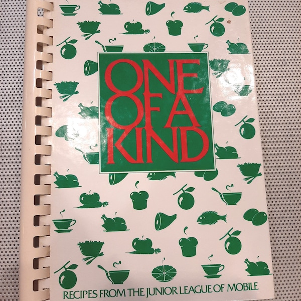 Vintage 1989 "One of a Kind" Junior League of Mobile Alabama Cookbook Southern Cooking Recipes Hardcover 4th Printing