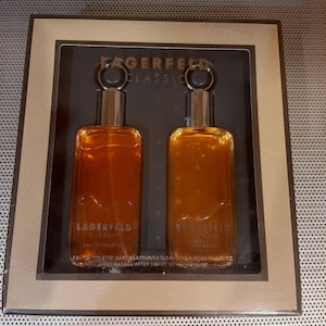 Vintage 1970s LAGERFELD CLASSIC Set EDT Splash 60 ml and After Shave 60 ml Unilever, New in Box Men&#39;s Cologne Rare Karl Lagerfeld