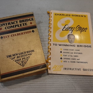 Lot of 2 Vintage Bridge Instruction Books: Contract Bridge Complete by Ely Culbertson and Charles Goren&#39;s Easy Steps to Winning Bridge