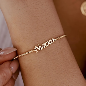 Greek Name Bracelet, Custom Name in Greek Letters, Personalized Dainty Gold Bracelet, Bridesmaid Gifts, Minimalist Jewelry Gift for Her