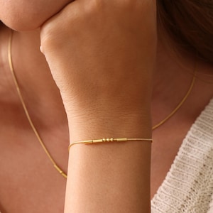 Custom Morse Code Bracelet, Secret Message Couple Jewelry, Personalized Initial Gift, Dainty Minimalist Matching Bracelet, Gift for Him Her