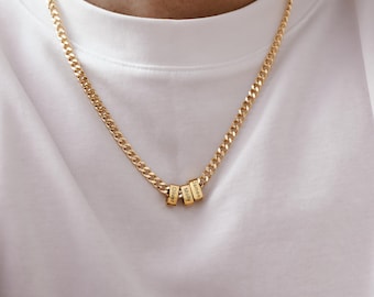 Men Name Necklace, Personalized Dad Necklace, Custom Family Name Chain, Gift for Husband, Father’s Day Gift, Kids Name Jewelry