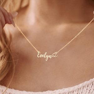 Benutzerdefinierte Herz Name Halskette • Personalisierte Gold Namen Halskette • Einzigartiges Schmuck Geschenk für Sie • Perfekter Geburtstag, Babyparty & Weihnachtsgeschenk