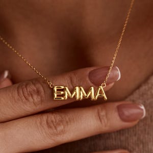 Bubble Name Necklace, 3D Custom Letter Necklace – Personalized Name Jewelry, Gold Initial Necklace, Gift for Her, Birthday Gift for Women