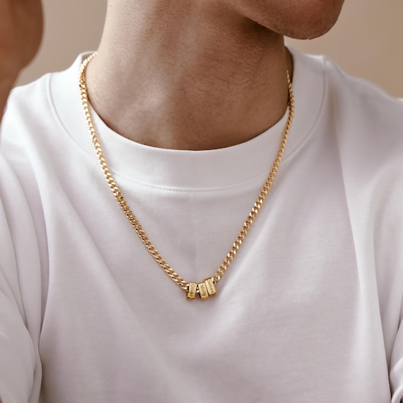 Men Name Necklace, Personalized Dad Necklace, Custom Family Name Chain, Gift for Husband, Father’s Day Gift, Kids Name Jewelry