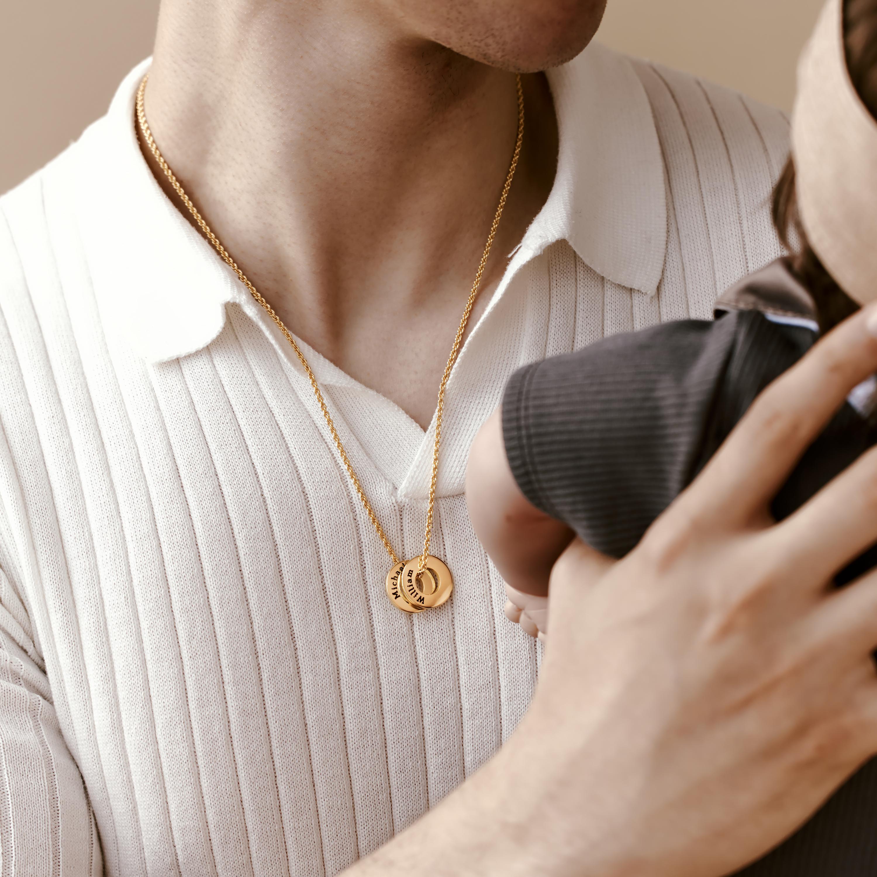 Mens Engraved Circle Name Necklace, Personalized Pendant with Kids Names, Custom Gift for Dad, Husband Birthday Gift, Minimalist Jewelry