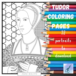 Tudor Family Coloring Pages - World History Arts and Crafts - Printable Coloring Book - Six Wives of Henry VIII