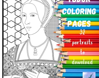 Tudor Portraits Coloring Pages: Henry VIII, World History (Digital Download)