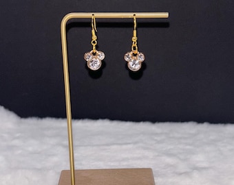 Mickey Mouse Gold Rhinestone Earrings