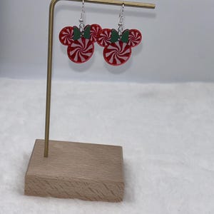 Red Candy Cane Minnie Earrings