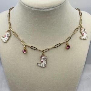 Marie White Cat Aristocats Disney Glass Pendant Necklace - Etsy