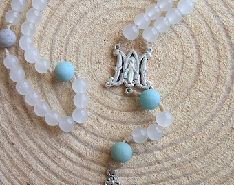 The Philomena Rosary Catholic Rosary Glass and Amazonite