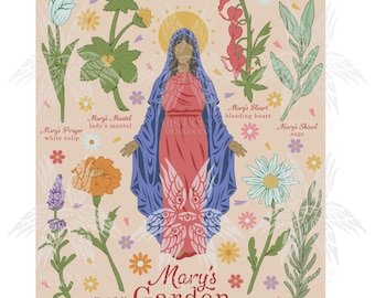 Mary's Garden Catholic Christian Digital Print
