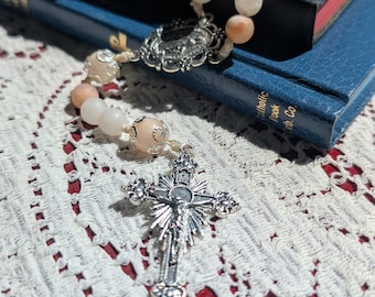The Dymphna Aventurine and Silver Stone Rosary St. Dymphna Inspired