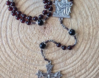 Pieta Lenten Rosary Catholic Rosary with Red Silver and Black Accents