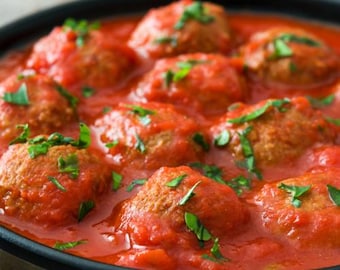Authentic Italian Meatballs in Tomato Sauce - Traditional Family Recipe PDF - Printable Download