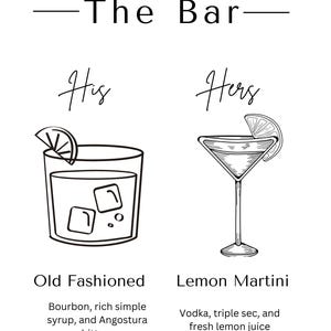 Bar Sign for Signature Drinks Template