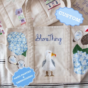 Spersonalizowana, ręcznie malowana, haftowana torba płócienna | Spersonalizowana torba na łódź | Torba „Co kochasz” | Spersonalizowany prezent Spersonalizowany prezent