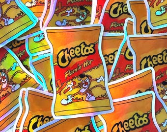 Holograficzna naklejka Hot Cheetos – wycinana naklejka winylowa (3" x 2")