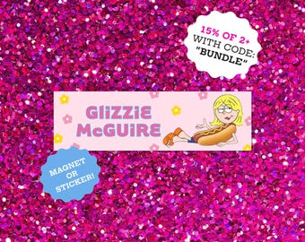 Lizzie McGuire Glizzie McGuire Magnes na samochód z hot dogiem | Magnes na zderzak i naklejka na zderzak | Nostalgiczny, zabawny mem | Tekst