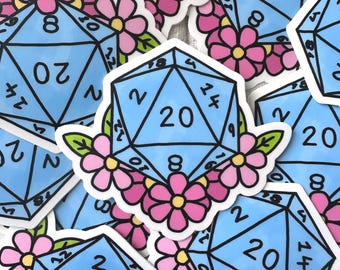 Naklejka winylowa Flower Dice D20 – Pathfinder DnD Dungeons and Dragons na laptopa