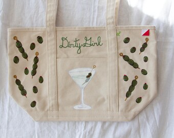 Personalized Embroidered Tote Bag, Hand-Painted Custom Canvas Tote, Bridesmaid Gift Bag, Custom Tote, Personalized Gift, Bach Party Tote