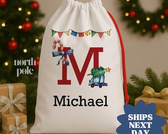 Personalized Christmas Sack: Custom Santa Bag For Kids, Christmas Gift Bag With Name, Holiday Present Bag For Children(NPB-047)