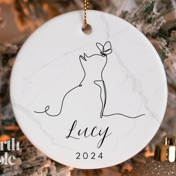 Personalized Cat Loss Ornament, Custom Cat Memorial Gift, Pet Sympathy Christmas Gift, Loss of Cat Keepsake NP-020