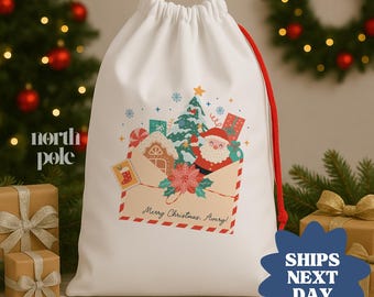 Personalized Christmas Sack: Custom Santa Gift Bag For Kids, Christmas Morning Gift Bag, Holiday Keepsake For Children(NPB-015)