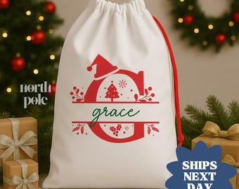 Personalized Christmas Sack: Custom Santa Gift Bag For Kids, Holiday Gift Bag With Name, Christmas Morning Present Bag(NPB-011)